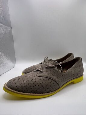GAP Gray Suede Perforated Oxfords with Yellow Sole